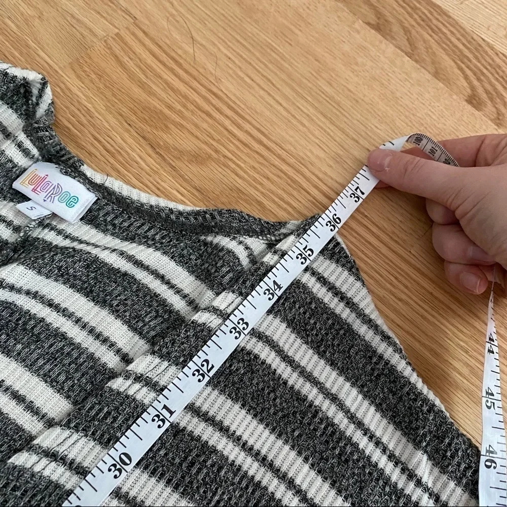 Lularoe Gray White Striped Cardigan Small